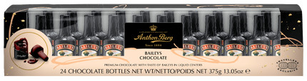 Продуктови Категории Шоколади Anthon Berg шоколадови бутилки с ликьор Baileys 24 бр. 375 гр